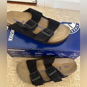 Brand new black suede birkenstocks
